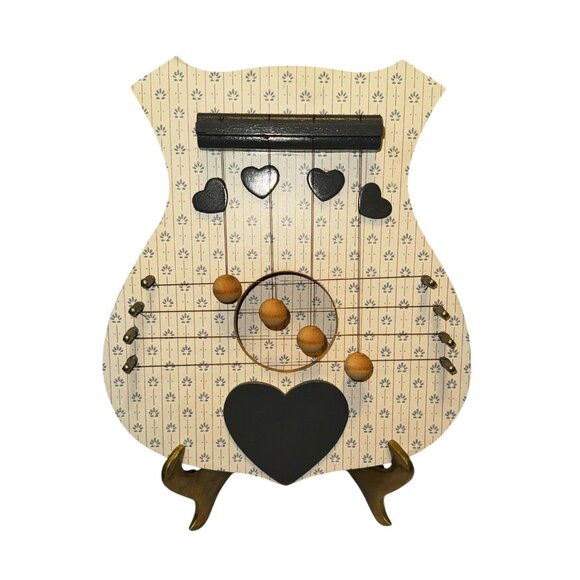 Vintage Van Klein Wood Door Harp Wall Hanging With Heart Design - Picture 1 of 6